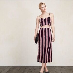 Reformation Black and Pink Striped Two-Piece Dress